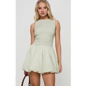 NEW! Princess Polly 'Narnie' Bubble Hem Minidress in SAGE (6)